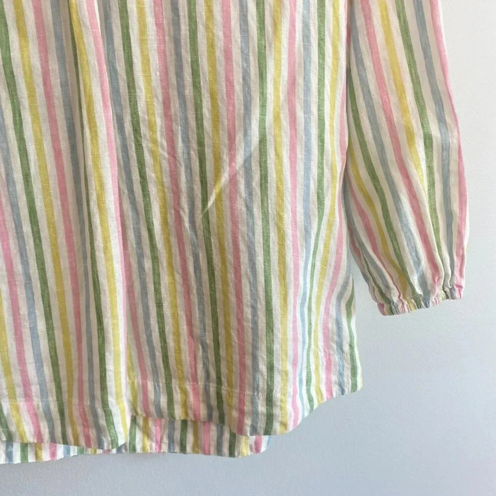 Boden Linen Pastel Rainbow Striped Tunic Top - Picture 5 of 13